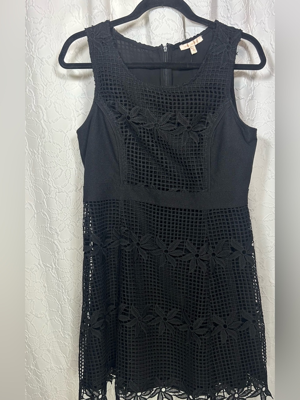 Black Crochet Lace Sleeveless Dress Skies Are Blue Mini Dress